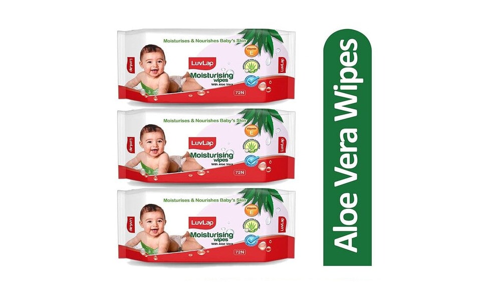 LuvLap Paraben Free Baby Wipes with Aloe Vera 72 Wipes Pack Pack of 3 Emallcart