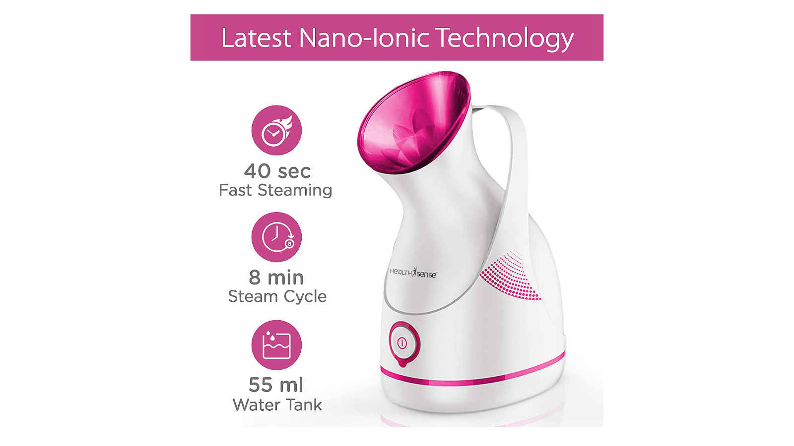 Emallcart HealthSense NanoCure FS 550 Facial Steamer & Medical Steam Inhaler Vaporizer with NanoIonic Technology UV Sterilization 55ml water tank & 1 Year Warranty